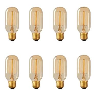 Imagem de Kit 8x Lâmpada Filamento Carbono Vintage Âmbar T45 25W 110V E27 Dimerizável