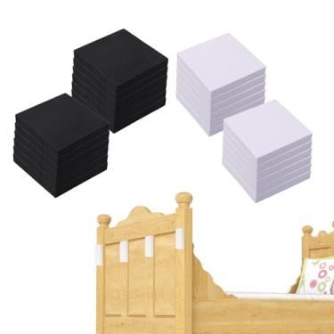 Imagem de lasuroa 24 Peças Protetores de Cabeceira para Parede, 6x6x1cm Espuma EVA Antivibração Protetores de Ruído Cama Protetor Cabeceira Almofadas Adesivas para Proteção Móveis (Branco, Preto)