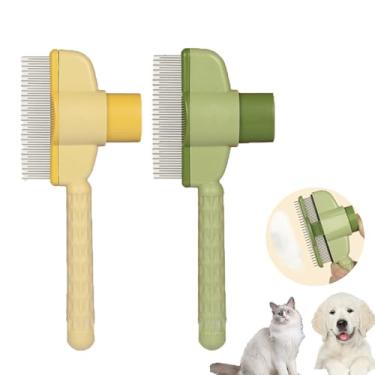 Imagem de Hfpengzan 2 Pentes de remoção de pelos de animais de estimação, pente de pulgas, ferramenta de remoção de pelos de cães de gato para escova de gato com botão de liberação, autolimpante com dentes de