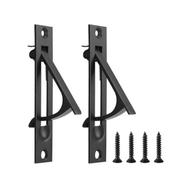 Imagem de Puxador de bolso com 2 pacotes, puxador de porta de bolso preto fosco, alça de borda nivelada sólida, ferragens para porta de bolso