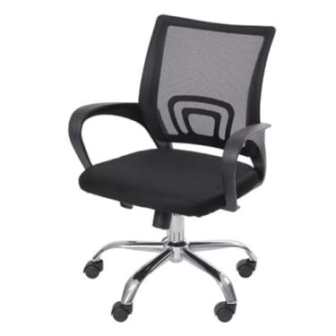Imagem de Cadeira de Escritório Ergonômica, Malha Preta, Base Cromada com Rodízios