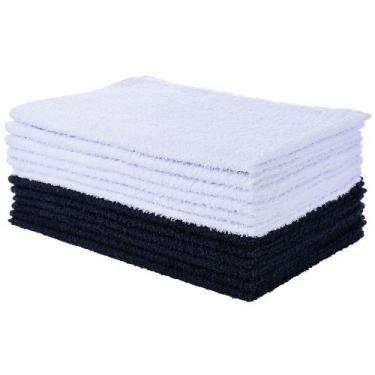 Imagem de Kit 12 Toalhas De Rosto Para Salão De Beleza Perfeito Estilo, Preto e 