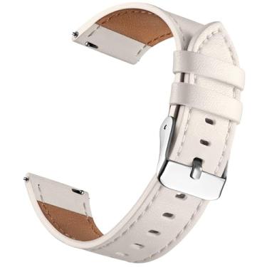 Imagem de Haveda Pulseira de relógio de liberação rápida de 22 mm para Garmin Venu 3/Venu 2/Forerunner 255 Music/265, pulseira de couro genuíno macio para Samsung Gear S3/Galaxy 3 para mulheres e homens, bege