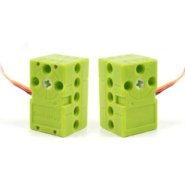 Imagem de Rcmall 2PCS Geekservo Programmable Building Block Servo Motor, 360 Degree Rotation, 2P/3P Wire, Compatible with Microbit Raspberry Pi (0.7KG Forward/Reverse Motor)