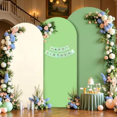 Imagem de Conjunto de capa de fundo de arco verde de 0,9 a 1,2 m, 1,5 m, 1,8 m, capas de arco elástico de elastano para festa de aniversário, chá de bebê, casamento, chá de panela, banquete, decoração de fundo