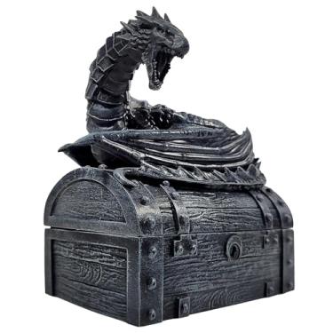 Imagem de Forged Dice Co. Caixa de dados Wyvern com cadeado e chave - Baú de armazenamento de dragão compatível com Dungeons and Dragons, miniaturas D&D, acessórios Dnd - Serve para até 4 conjuntos poliédricos