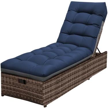 Imagem de DANGHOOGY Almofadas de espreguiçadeira ao ar livre, almofadas de espreguiçadeira para móveis ao ar livre, à prova d'água, com gravidade zero, 71 x 21 x 4 polegadas, azul-marinho