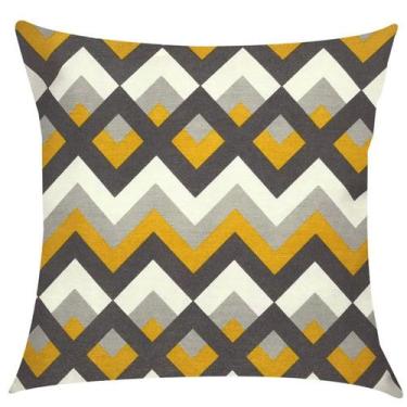 Imagem de Capa de Almofada Jacquard Aquatec Estampado Chevron Amarelo com Cinza 