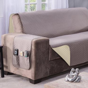 Imagem de Protetor De Sofá Dupla Face Impermeável Mr 2 Lugares - Cáqui/palha