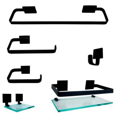 Imagem de Kit Para Banheiro Luxo Tulip Preto 6 Peças - Landi Vendas, Incolor