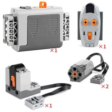 Imagem de 10Pcs Speed Power Functions Technical Parts Set Compatible with Lego Technic, Battery Box, Remote Control, Signal Receiver, Train Motor & 4 Wheels, Technic Compatible Brick Motors Accessories for DIY
