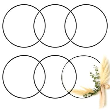 Imagem de MJRASG Pacote Com 6 Argolas Florais De 60 Cm, Anéis Metal Para Artesanato, Macramê, Guirlandas Diy, Artesanato Apanhador Sonhos, Preto