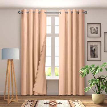 Imagem de YHSF Cortinas de escurecimento de ambiente rosa empoeirado - blackout leve para quarto, sala de estar, escritório e cozinha - padrão sólido, design elegante com ilhós, decoração de casa moderna - 132