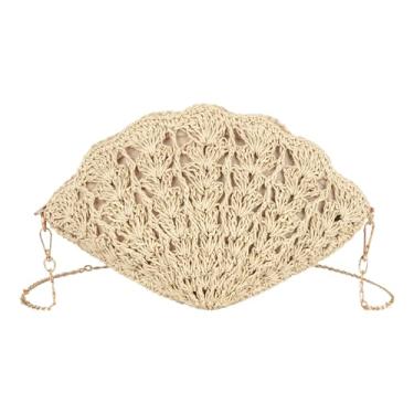 Imagem de Minache Bolsa de ombro feminina pequena com tecido de palha e carteira para moedas, Bege, One Size