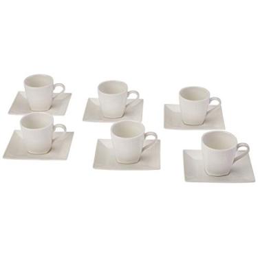 Imagem de Conjunto 6 Xícaras P/café C/píres De Porcelana Super White Square 90ml Lyor Branco Único