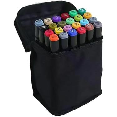 Imagem de Kit de Canetinhas Ponta Dupla para Colorir – Estojo com Marcadores Coloridos Permanente (24 Cores)