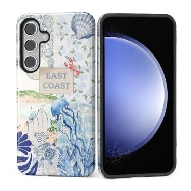 Imagem de Kapadiy Capa para Samsung Galaxy S24 [Design Colagem Retrô Etiqueta Tartaruga do Oceano Fresco] - Proteção Dupla Híbrida (Silicone + PC Rígido) Capa Protetora à Prova de Choque para Homens e Mulheres