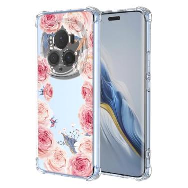 Imagem de RRXSYXL Capa para Honor Magic 6 Pro com estampa floral transparente, capa macia à prova de choque para Honor Magic 6 Pro, floral rosa
