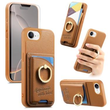 Imagem de Asuwish Capa de telefone para iPhone 16e/SE 2025/SE 4 capa carteira com protetor de tela de vidro temperado e suporte de cartão anel acessórios para celular i Phone16e i16e 16 e SE4 4ª geração 16eCase