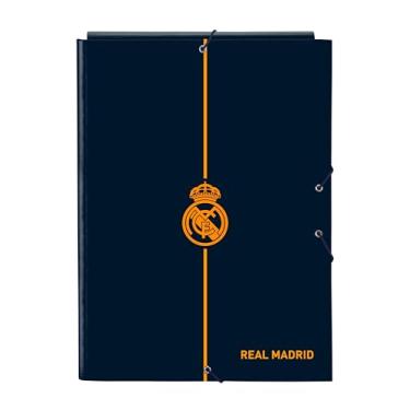 Imagem de Real Madrid 2ª equipe 24/25 – Pasta fólio com 3 abas, ideal para crianças de diferentes idades, confortável e versátil, qualidade e resistência, 26 x 36,5 cm, azul marinho