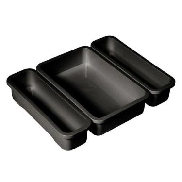 Imagem de Organizador de Gavetas Plástico São Bernardo Preto com 3 Divisórias, U