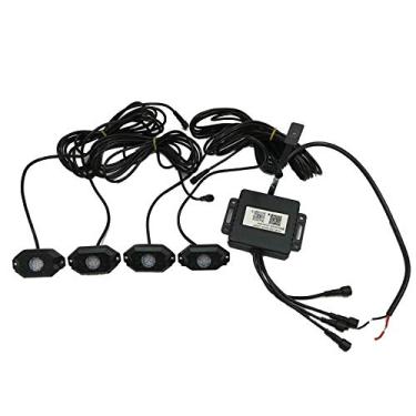 Imagem de SXMA Kit de luzes de rocha LED RGB 4 peças, kit de luzes de rocha de liga de alumínio, luz neon multicolorida para todos os carroçarias, à prova d'água e choque, J140