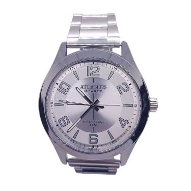 Imagem de Relógio Atlantis Social Prateado Resistente a Água 50m