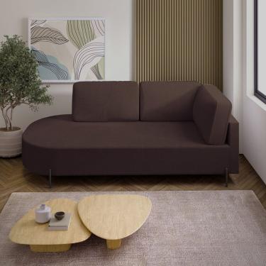 Imagem de Sofá Living Orgânico 2 Lugares 165cm Base de Ferro Braço Direito Norten Marrom