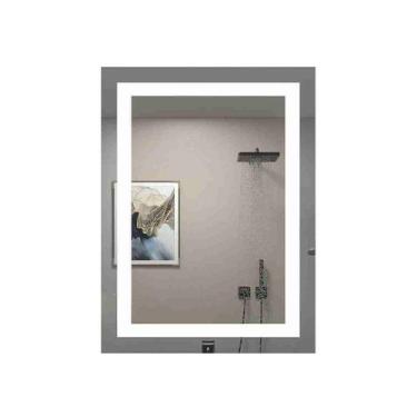 Imagem de Espelho Com Led Retangular Grande Jateado 110x120 Lapidado - Espelho T