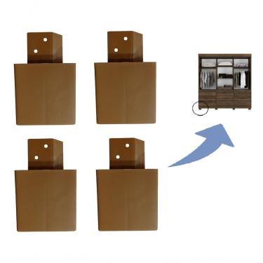 Imagem de Kit 4 Pés Guarda Roupas Armários Roupeiros Marrom Fox