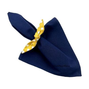 Imagem de 01 Anel Argola Porta Guardanapo Lacinho Poá Azul Marinho - MultiStoreD