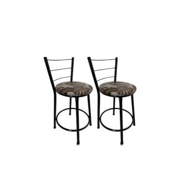 Imagem de Kit 2 Banqueta Balcão Baixa Preto Bar Gourmet Cozinha Lazer Área - For