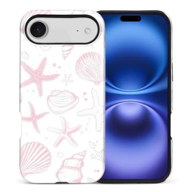 Imagem de ZHEGAILIAN Capa compatível com iPhone 16 (4g) Air, capa rígida híbrida de 2 camadas para meninas, meninos, mulheres, homens, conchas rosa claro fofas