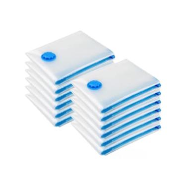 Imagem de Kit 8 Sacos a Vácuo 50x60 Zíper Embalar Oraganizador Para Guarda Roupas + Bomba(Kit 60x80)