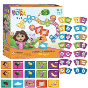 Imagem de Jogo 2X1 Dominó E Memória Bilíngue Dora Aventureira 0345 Nig
