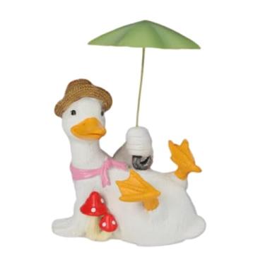 Imagem de IEUDNS Estátua de pato de jardim, decoração de pato, arte moderna e versátil, ornamento engraçado, escultura de resina para sala de estar, entrada, lareira