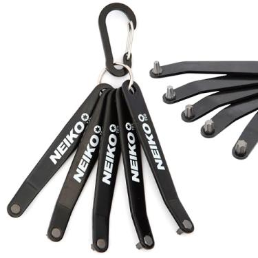 Imagem de NEIKO Conjunto Torx 01325A de perfil ultra baixo, 5 peças, estrutura de aço S2 resistente, profundidade de 10 mm, ponta hexagonal angular, chave de fenda dobrada para espaços apertados, chaveiro Allen