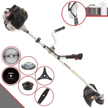 Imagem de Roçadeira Multifunções Kawashima KW43LE À Gasolina 43cc 1,7HP 10.000rpm Com Carretel + Kit 4 Lâminas de Cortes + Escova de Aço Para Pavers e Calçadas