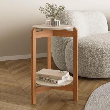 Imagem de Mesa de Cabeceira  Manchester Off White/Cedro