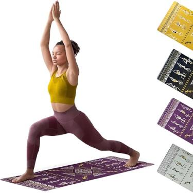 Imagem de Zaveur Tapete de ioga de poliuretano feminino dançante - 68,5 cm L x 185,4 cm C Tapete de meditação com frente de poliuretano premium - Tapete de exercício antiderrapante com parte traseira de