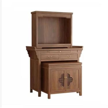 Imagem de ZzleoyuUUs-12 Prateleira de altar budista para ambientes internos com armário de santuário de Buda, mesa de homenagem a incenso zen em estilo chinês de nogueira preta