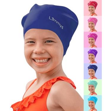 Imagem de Limmys Touca de natação infantil – Touca de natação 100% silicone para cabelos longos – Touca de natação macia, elástica e confortável – projetada para durabilidade e uma experiência sem emaranhados