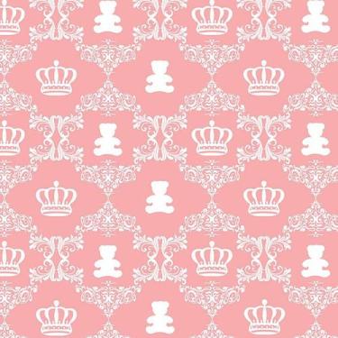 Imagem de Papel de Parede Adesivo Baby Rosa Coroas e Ursinhos - 048 - Multimpres