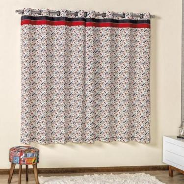 Imagem de Cortina Music 150 Fios 100% Algodão Varão Simples 2,00m x 1,80m Vermel