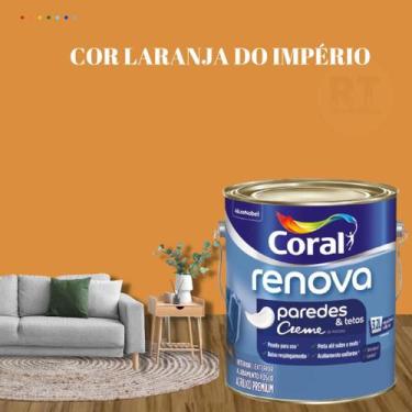 Imagem de Tinta Para Parede Acrílica Coral Renova Cor Laranja 3,2l Lavável Premi