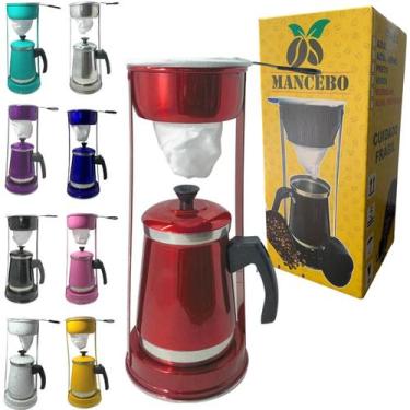 Imagem de Bule Com Mancebo Suporte 1,2L Coador De Café colorido Retro em Alumíni