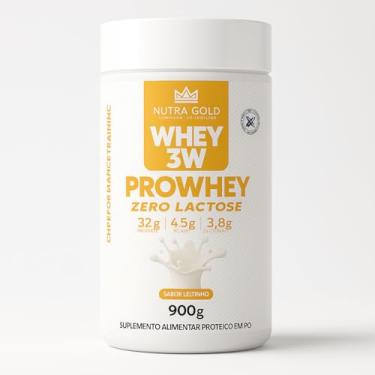 Imagem de Whey Protein 3w Nutra Gold Zero Lactose Pote 900g com 32g de Proteina por dose (900, Leitinho)