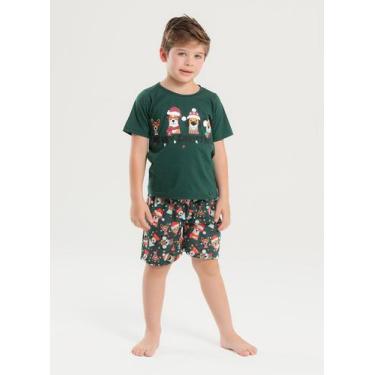 Imagem de Pijama Natal Verão Menino Verde Camiseta e Bermuda Merry Christmas - M
