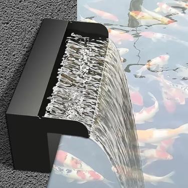 Imagem de Fonte De Água De Cascata De Lagoa Fonte De Piscina Preta, Fonte De Cascata De Aço Inoxidável Para Decoração Interna E Externa, Para Jardim Pátio Quintal, 15cm/5.9in