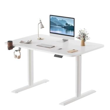 Imagem de ZzleoyuUUs-12 Mesa de mesa elétrica em pé com altura ajustável para computador, suporte de metal em forma de T